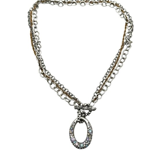 Patricia Locke Multicolor Swarovski Crystal Silver Tone Pendant Necklace 20 Inch - Picture 2 of 4